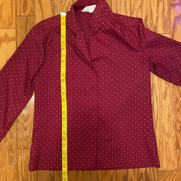Lady Arrow Vintage 70s Burgundy Graphics Button Down Blouse, Small - Picture 3 of 8